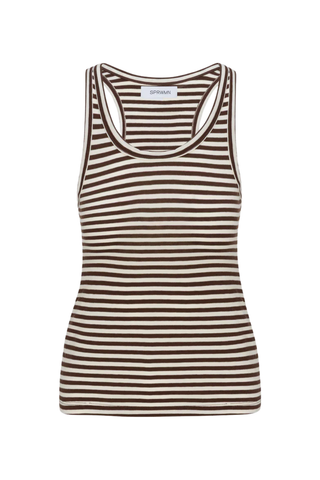 Striped Fitted Scooped Tank | Americano Stripe