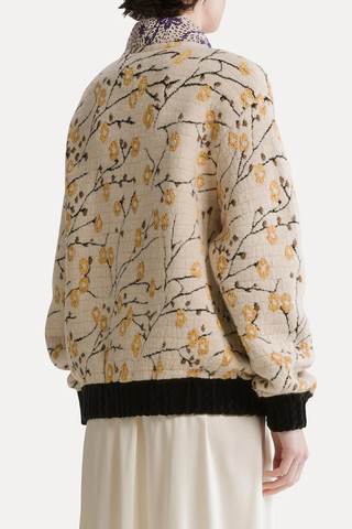 Cherry Blossom Jacquard Bomber Jacket | Mandorla