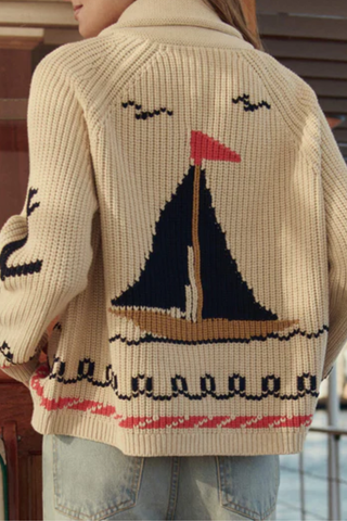 The Sailboat Lodge Cardigan | Cream