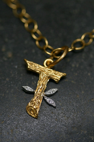 Jeweled Branch Initial Charm | T