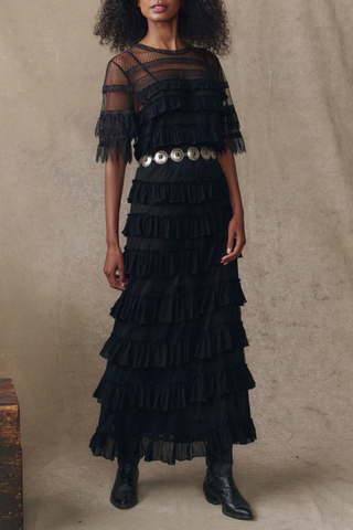 The Winter Mesh Flounce Skirt | Black