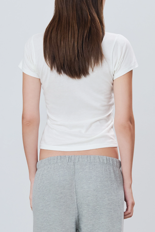 Fitted Crewneck Short Sleeve T-Shirt | Ivory