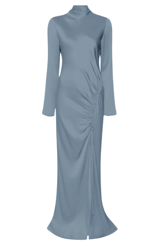 Satin Tab Gown | Light Slate