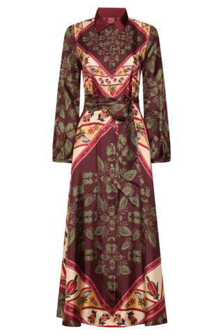 Silk Chemisier Dress | Stripes and Flowers