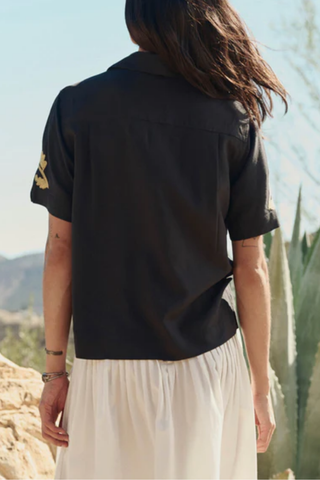 The Embroidered Paloma Top | Black