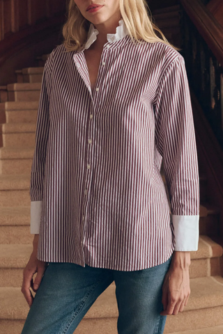 The Ruffle Neck Shirt | Yorkshire Stripe