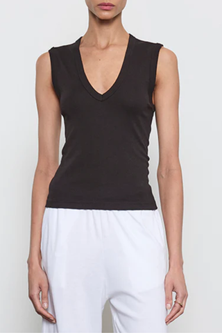 Supima Cotton Sleeveless V | Black