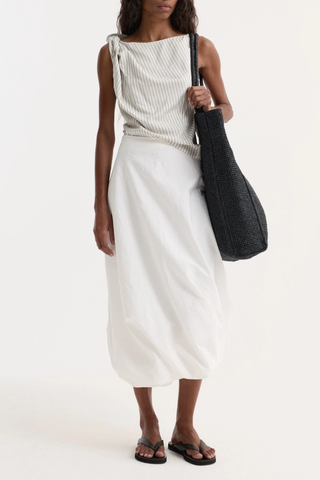 Twisted Crushed Cotton Skirt | Optic White