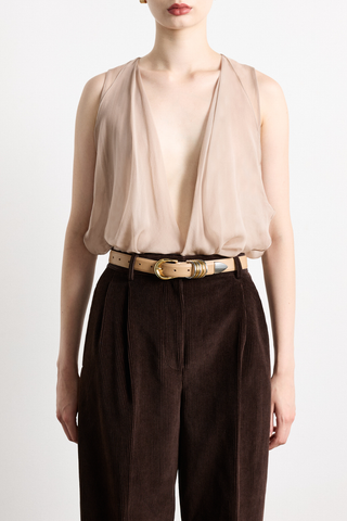 Hollyhock Mixed Metal Belt | Cappuccino