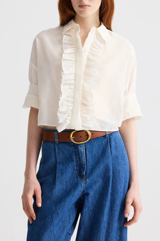 Next Ex W/ Ruffle Shirt | Ivory