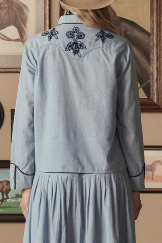 The Chambray Embroidered Western Shirt | Chambray