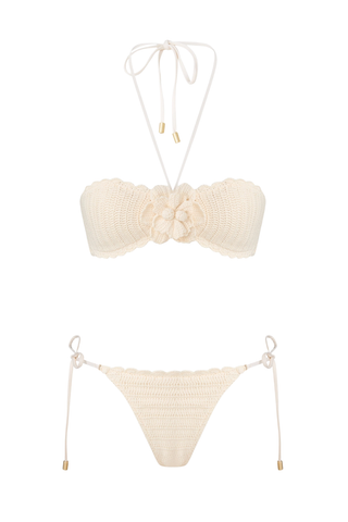 Awaken Crochet Flower Bikini | Cream