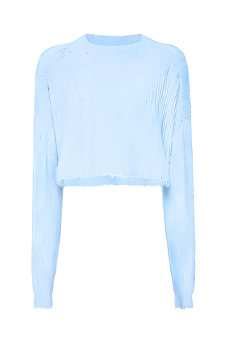 Textured Cotton Pullover | Soft Blue