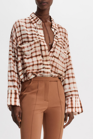 Checked Statement Blouse | Brown and Rose Check