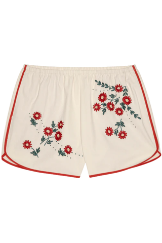 The Dolphin Short | Natural W/ Field Floral Embroidery