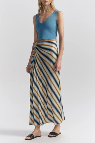 Jean Striped Midi Skirt | Tahoe Blue/Milk Chocolate