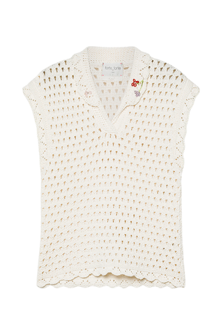 Organic Cotton Embroidered Polo Shirt | Crystal