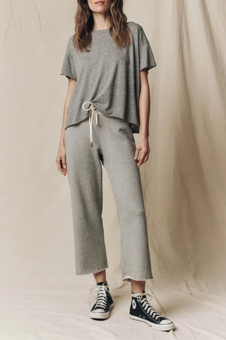 The Wide Leg Cropped Sweatpant | Varsity Grey