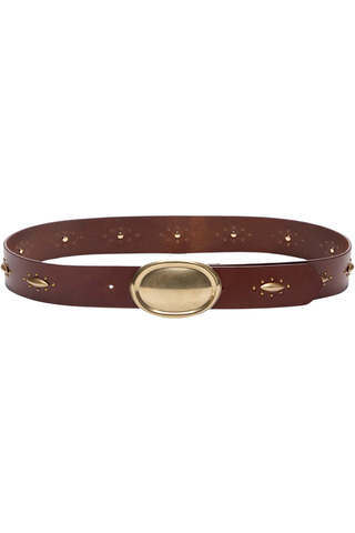 Buckle Bunny Belt W/ Marquis And Rivets | Dark Luggage/Antique Light Gold