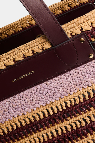 E/W Raffia Stripe Tote | Iris
