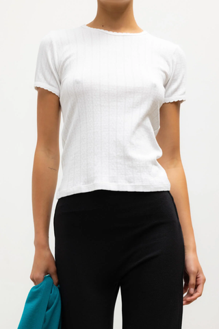 Pointelle Slim Fit Tee | White