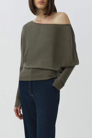 Lavina Draped Off Shoulder Sweater | Sea Turtle