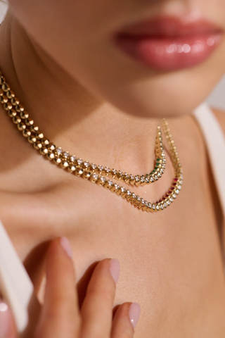 Tubbo Sideway Diamond and Emerald Tennis Necklace
