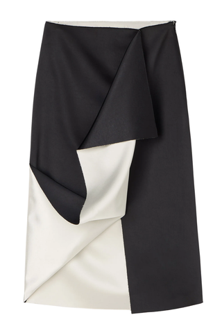 Sculptural Double-Satin Skirt | Black/White