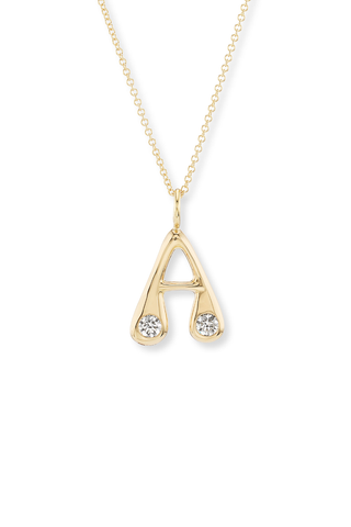 Bubble Letter Pendant | Two Diamonds