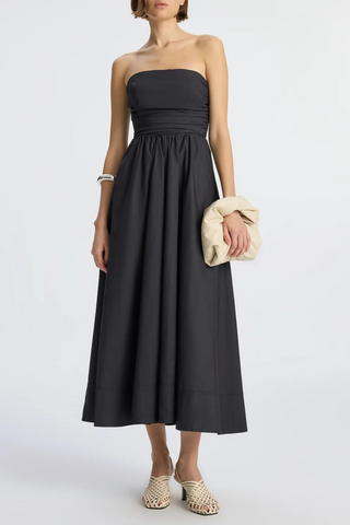 Tate Strapless Midi Dress | Black