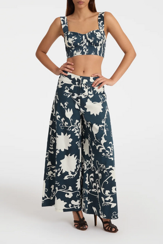 Adele Trousers Flower Screen | Blue