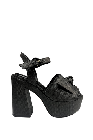 Maxi Clarita Platform Sandal | Raffia Black