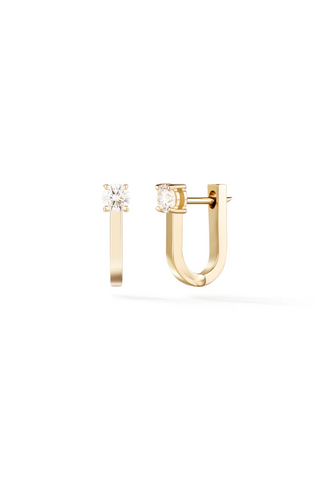 Aria U Huggie Hoops | Gold w/ Single Diamond