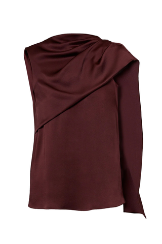 Asymmetric Drape Blouse | Elderberry