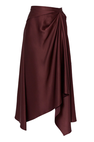 Asymmetric Drape Skirt | Elderberry