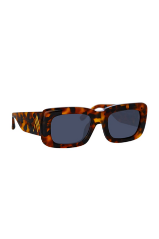 The Attico Marfa Rectangular Sunglasses | Tortoiseshell and Blue Lenses