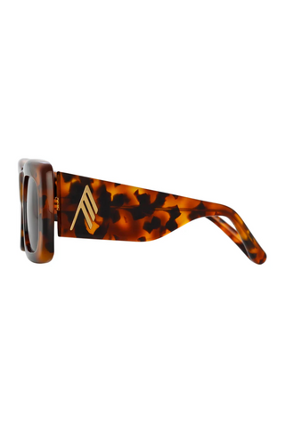 The Attico Marfa Rectangular Sunglasses | Tortoiseshell and Blue Lenses