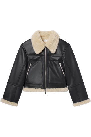 Avery Faux Shearling Jacket | Black/Champagne