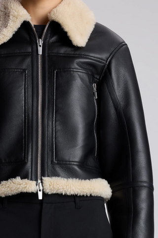 Avery Faux Shearling Jacket | Black/Champagne