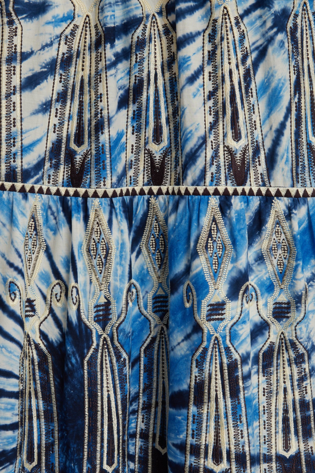 Bella Dress With Tie Dye Embroidery 40 / Blue Bella Dress With Tie Dye Embroidery 40 / Blue