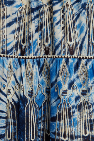 Bella Dress | Blue Tie Dye Embroidery