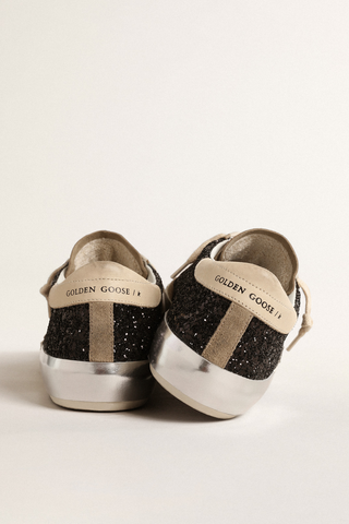 Super-Star Glitter Upper Suede Toe Vintage Leather Star And Heel Laminated Foxing | Black/Taupe/Buttercream