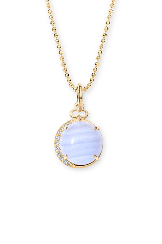 Cabochon Moon Charm Pendant | Blue Lace Agate