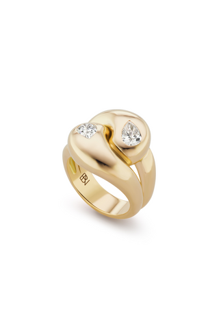 Knot Ring with Diamond Pears