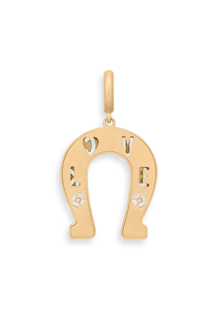 Bruno Brushed Yellow Gold Horseshoe Pendant