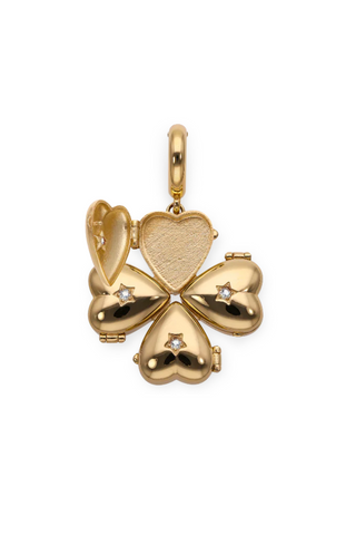 Bruno Yellow Gold and White Diamonds "Secret" Clover Pendant