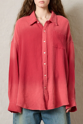 Button Front Shirt | Washed Red