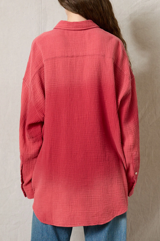 Button Front Shirt | Washed Red