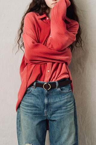 Button Front Shirt | Washed Red