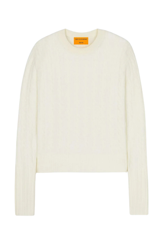 Cable Shrunken Crew In Cashmere | Cream